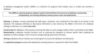 Dbms Module 1 MODULE 1 Chapter 1- DBMS.pptx Complete ppt on dbms first module chapter ...