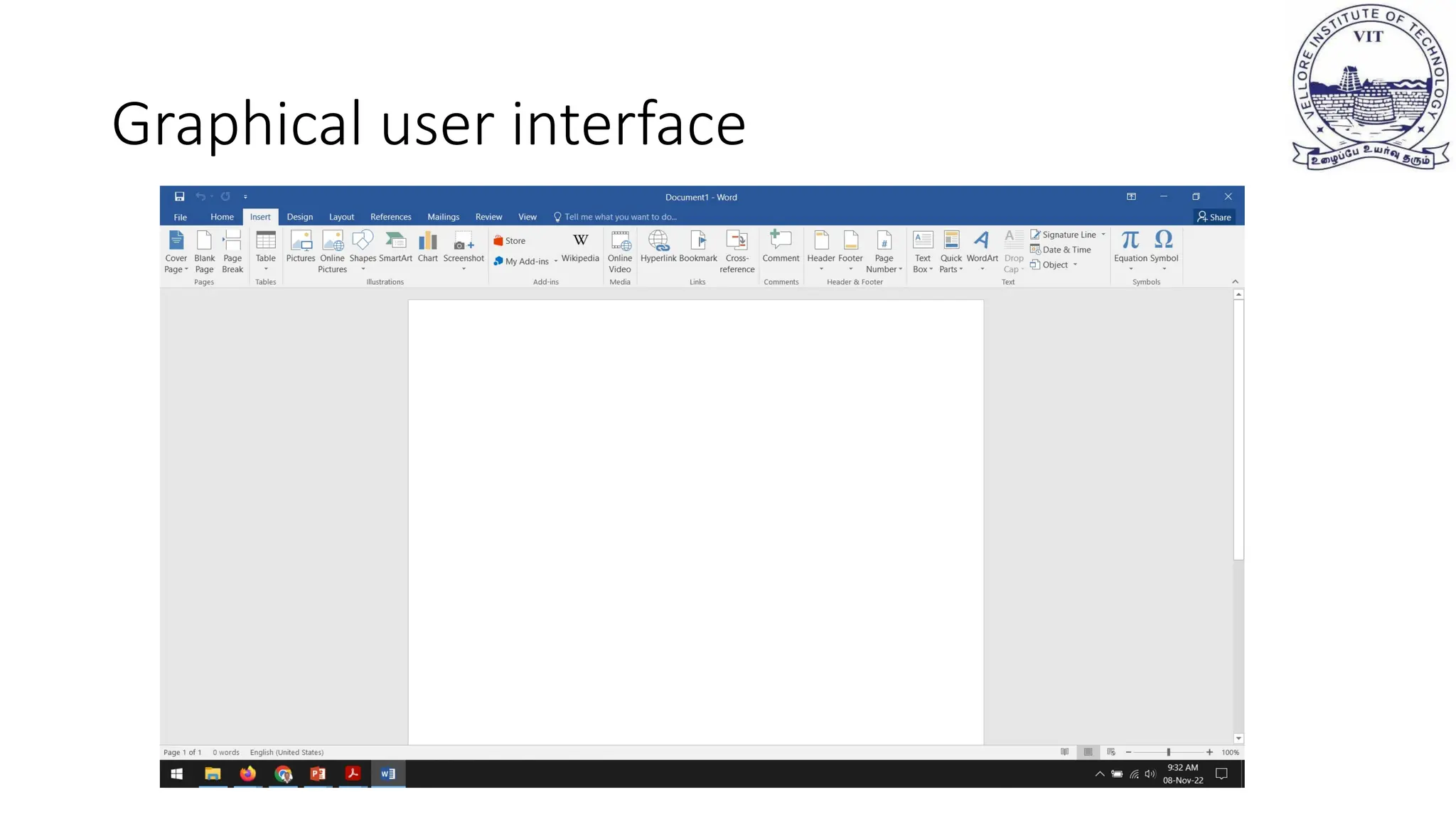 Graphical user interface
graphical user interface (GUI).
 