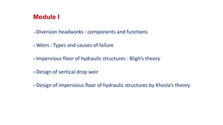 Design of Hydraulic Structures and Cross Drainage Works | PDF