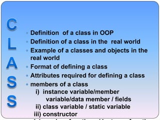 Module1 elementary concepts of objects and classes | PPTX | Programming ...