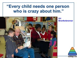 “ Every child needs one person  who is crazy about him.” Uri  Bronfenbrenner 