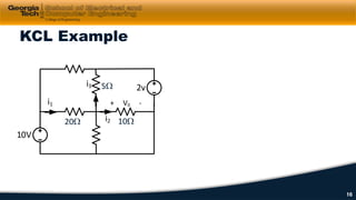 KCL Example
10V
2v
+ V0 -i1
i2
i3
20Ω 10Ω
5Ω
16
 