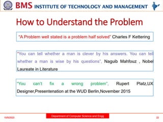 Department of Computer Science and Engg
How to Understand the Problem
22
10/5/2023
 