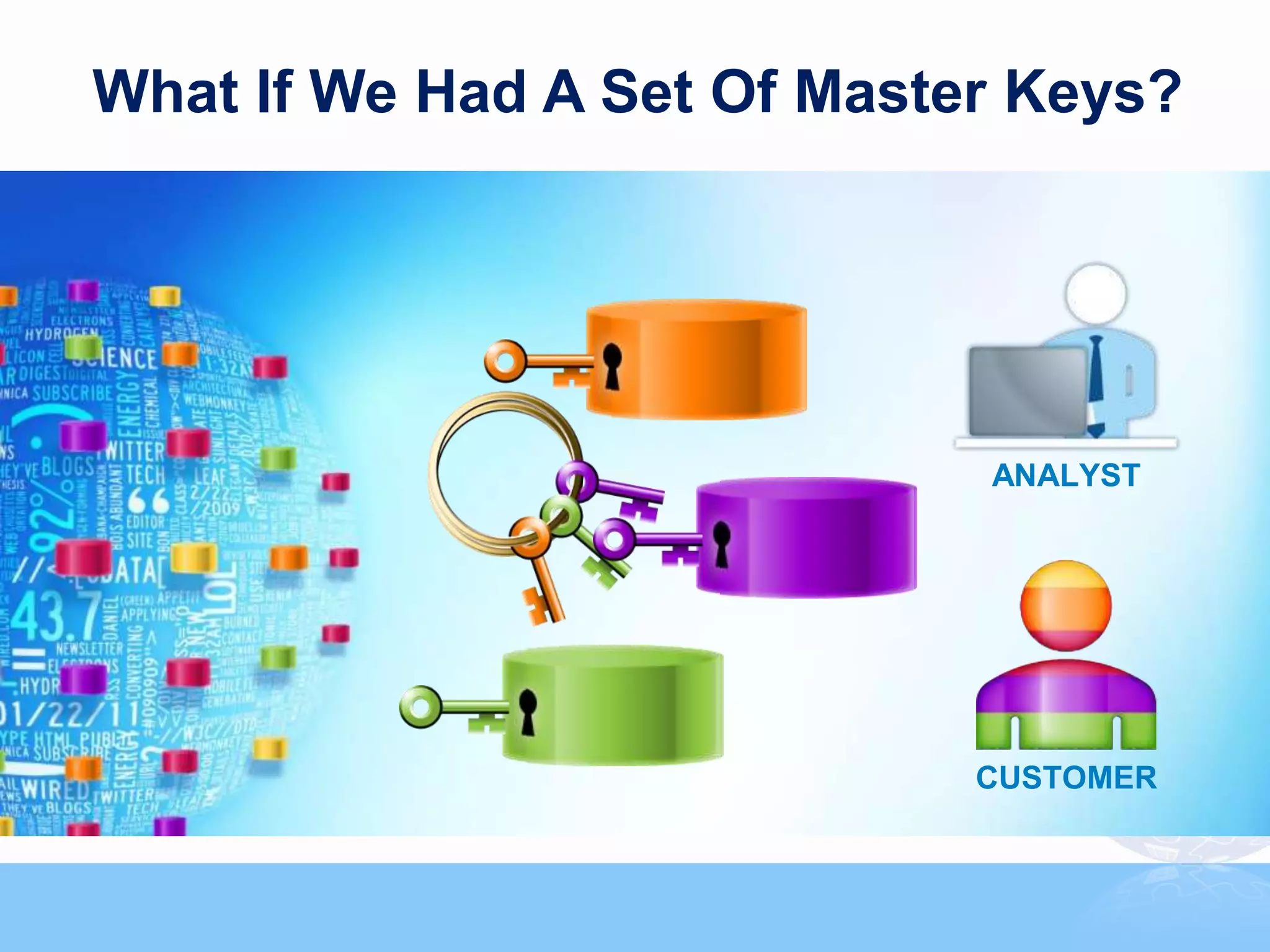 What If We Had A Set Of Master Keys?




                             ANALYST




                             CUSTOMER
 
