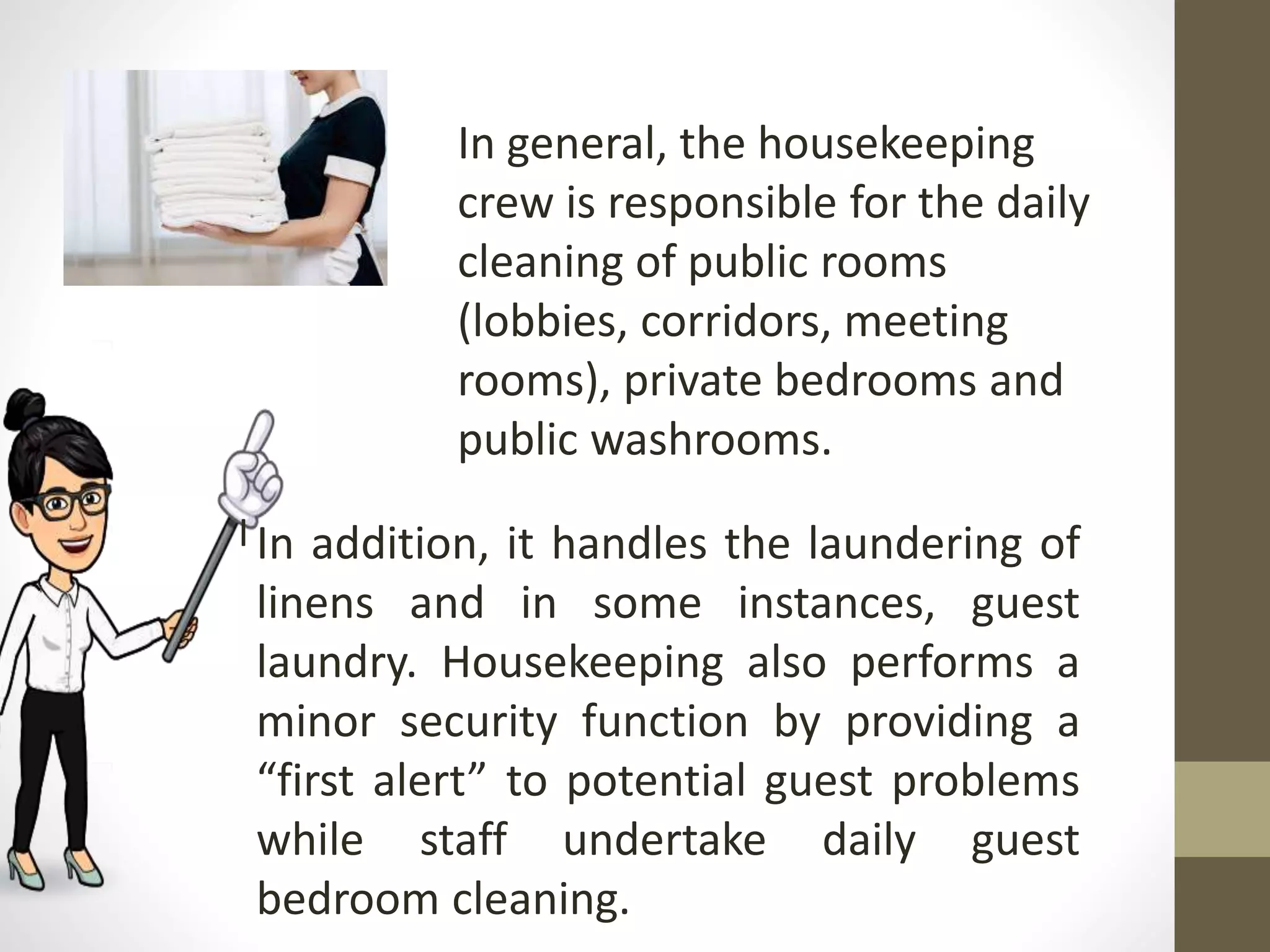 Module 1 introduction to houskeeping operations | PPTX