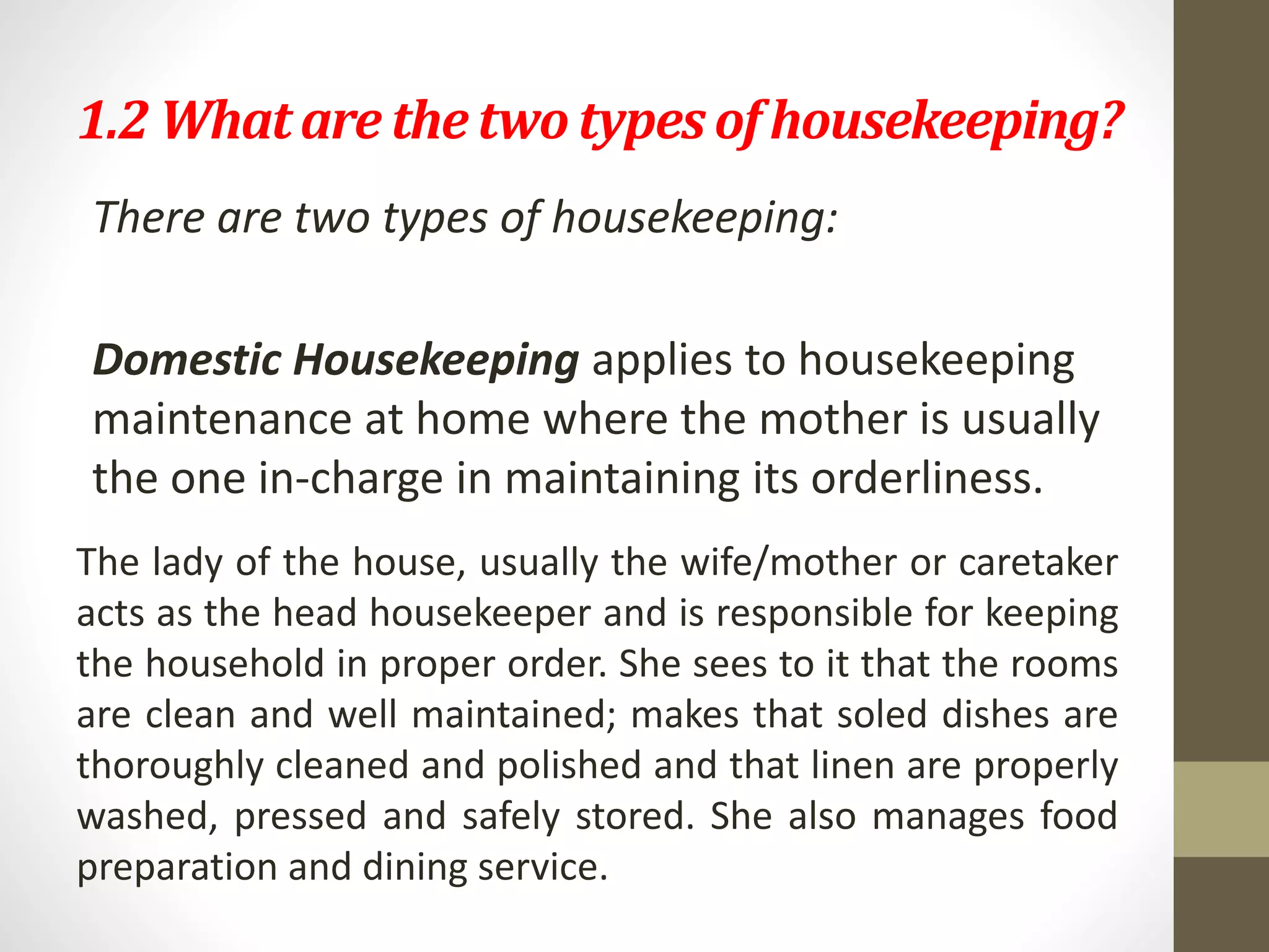 Module 1 introduction to houskeeping operations | PPTX
