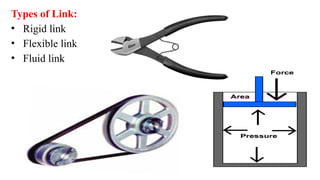 Types of Link:
• Rigid link
• Flexible link
• Fluid link
 