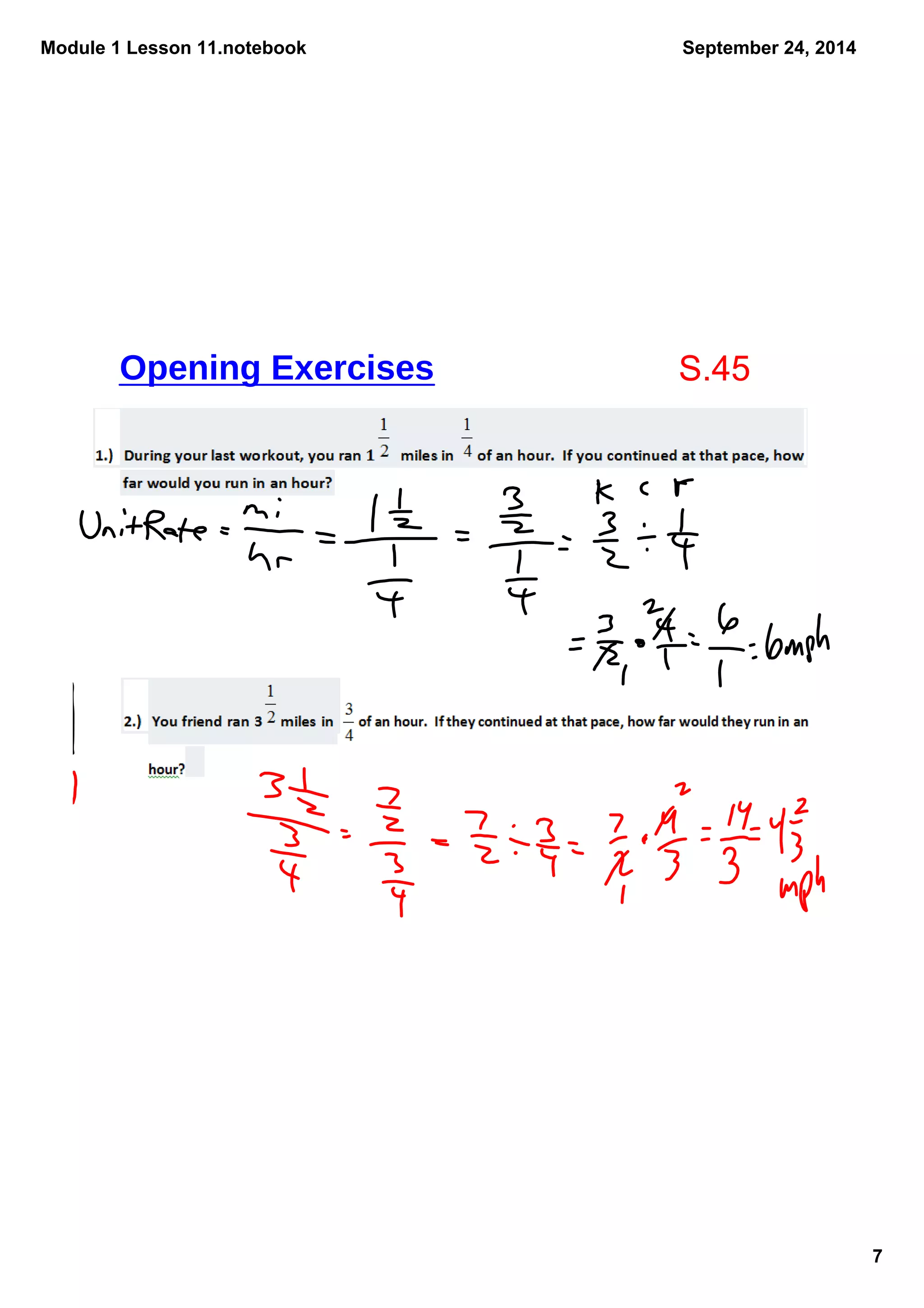 Module 1 Lesson 11.notebook 
7 
September 24, 2014 
Opening Exercises S.45 
 