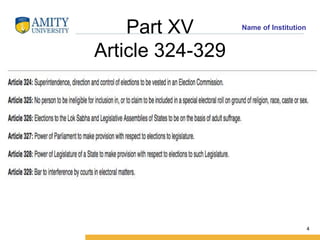 Name of Institution
Part XV
Article 324-329
4
.
4
 