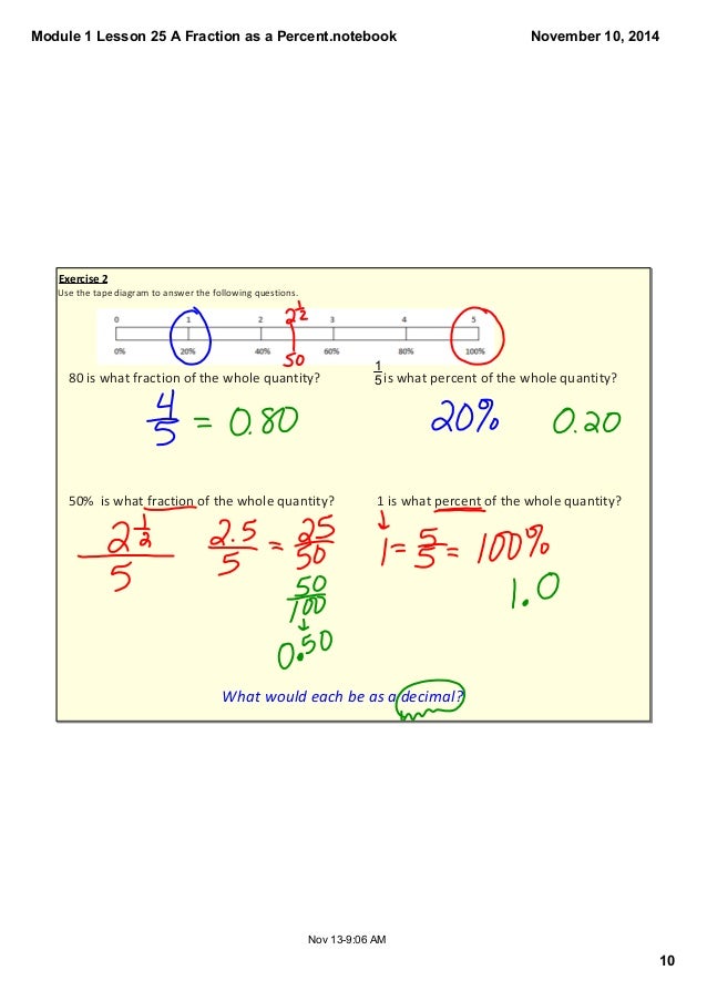 Module 1 lesson 25 percent tape diagram 
