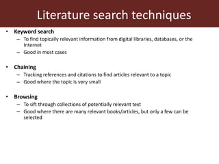 Literature review in the research process 