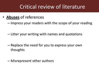 Literature review in the research process 