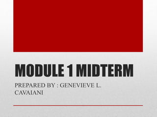 MODULE 1 MIDTERM
PREPARED BY : GENEVIEVE L.
CAVAIANI
 