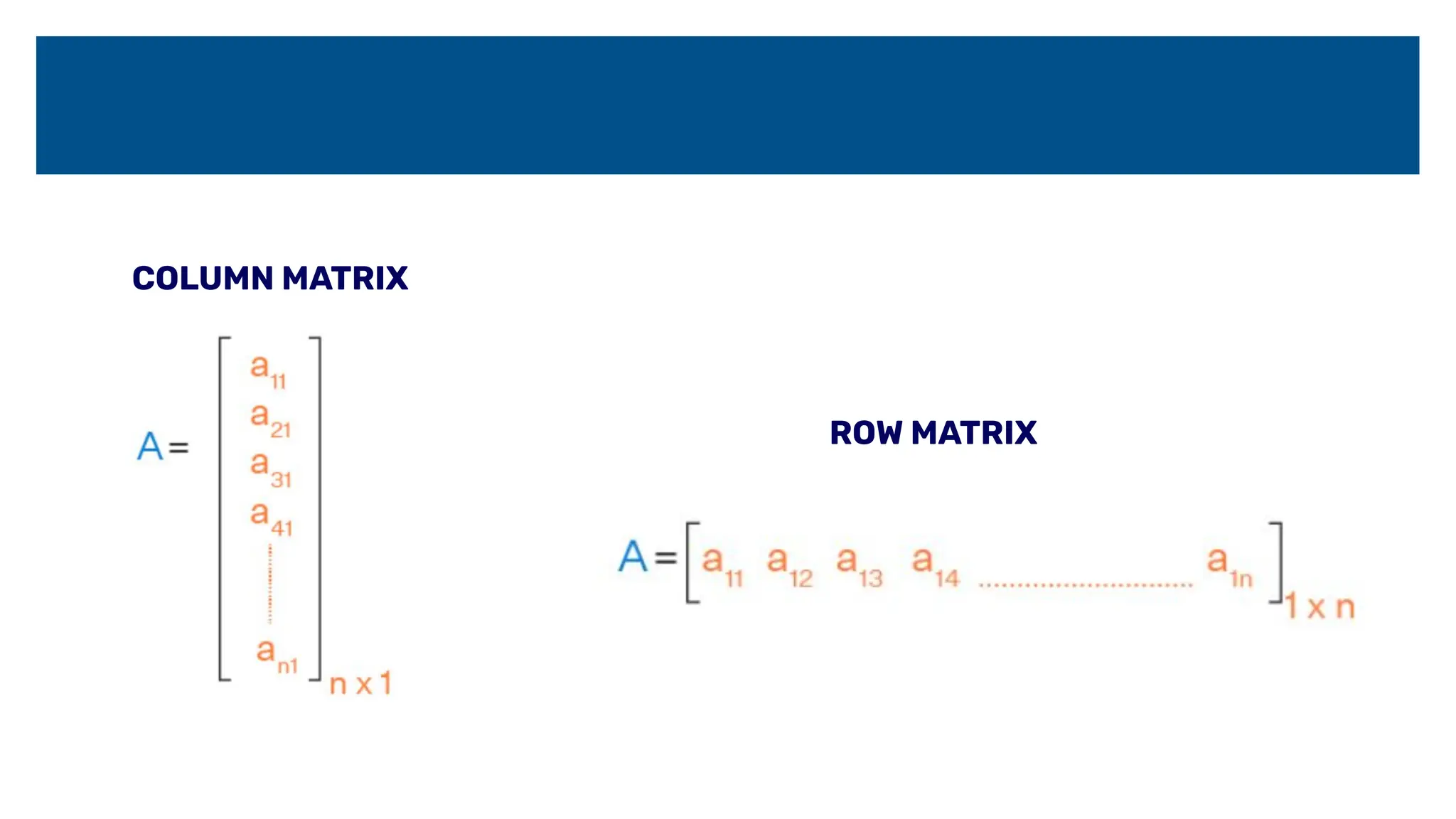 COLUMN MATRIX
ROW MATRIX
 