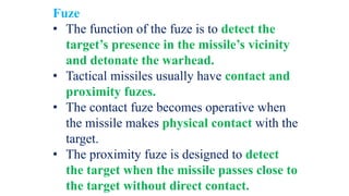 Fuze Functioning Rockets and missiles notes engineering ppt | PPTX