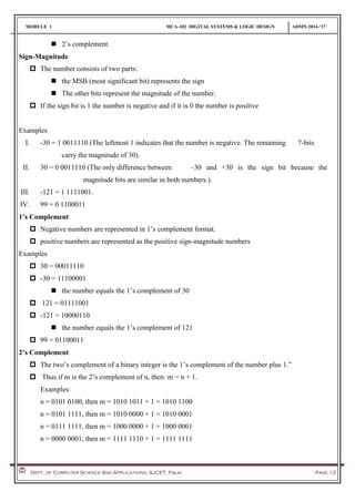 Module 1 number systems and code1 | PDF