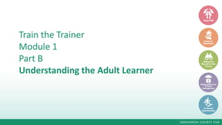 SNOHOMISH COUNTY PUD
Train the Trainer
Module 1
Part B
Understanding the Adult Learner
 