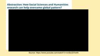 Abstraction: How Social Sciences and Humanities
research can help overcome global pattern?
Source: https://www.youtube.com/watch?v=xnSbJQ1to4A
 