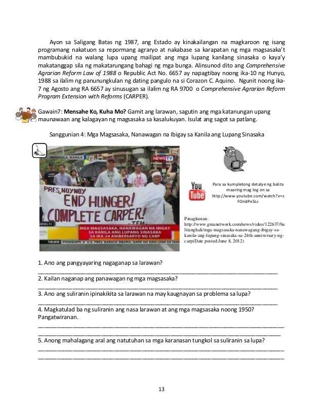 Karapatan Ng Magsasaka Sa Lupang Sinasaka q4, m1