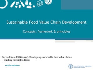 www.fao.org/ag/ags
Sustainable Food Value Chain Development
Concepts, framework & principles
Derived from FAO (2014). Developing sustainable food value chains
– Guiding principles. Rome
 