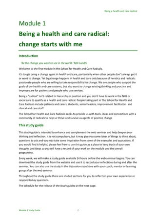 Module 1 study guide - change starts with me | PDF