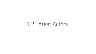 1.2 Threat Actors
 