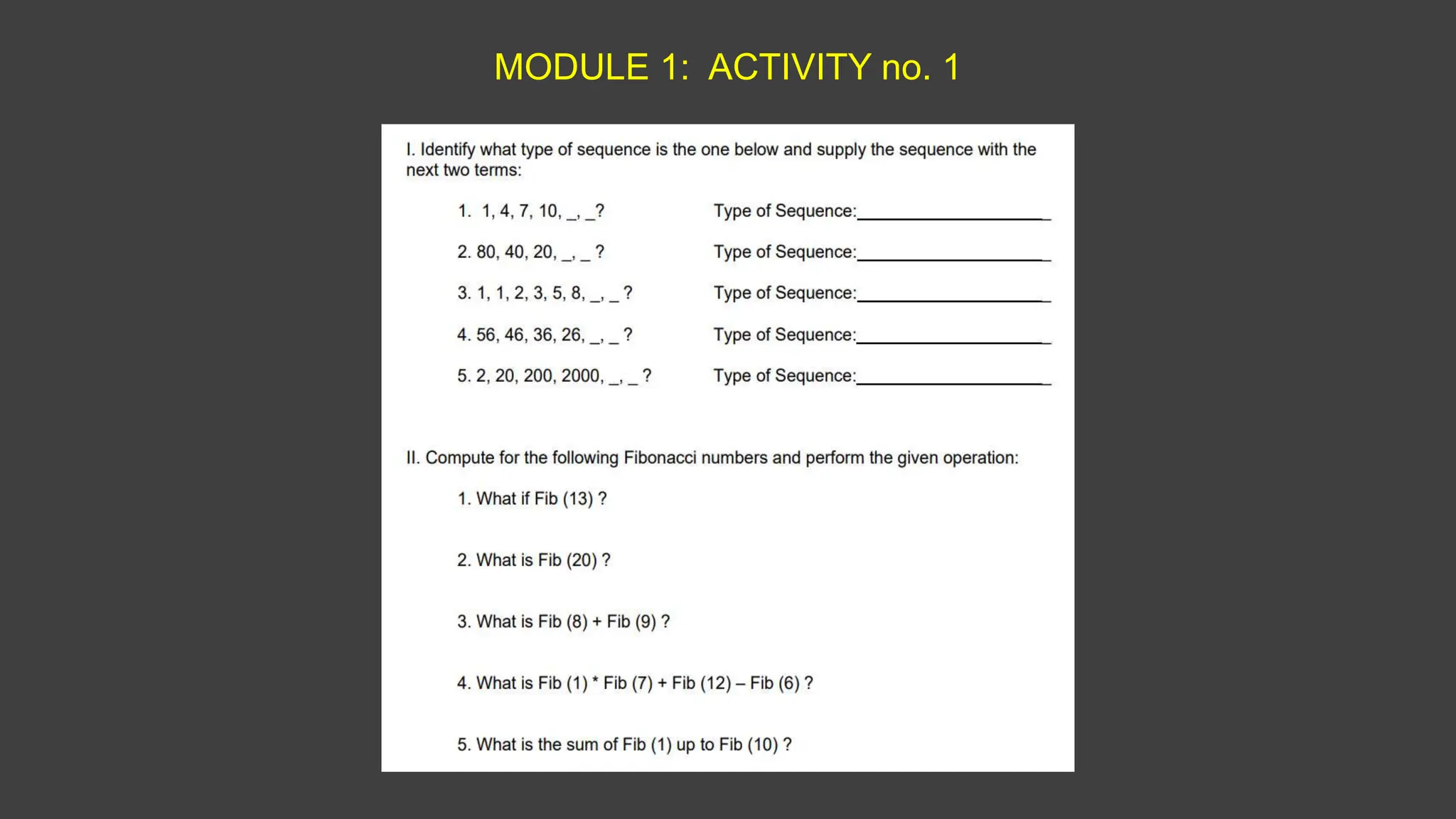 MODULE 1: ACTIVITY no. 1
 