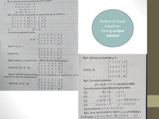 System of linear
equations
having unique
solution
 
