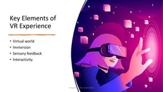 Key Elements of
VR Experience
• Virtual world
• Immersion
• Sensory feedback
• Interactivity
4
Prepared by Mrs. Rashmi Bhat
 