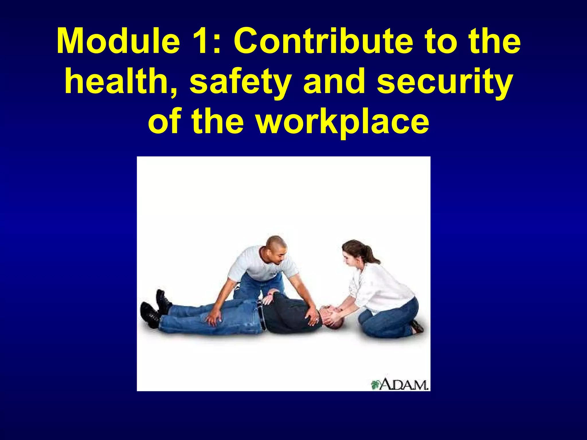 Module 1: Contribute to the health, safety and security of the workplace 