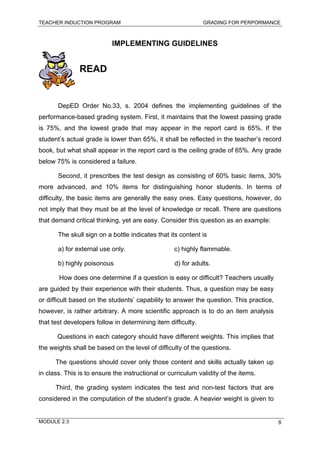 Module 2.3 grading for performance | PDF