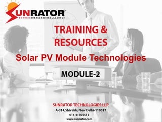 Solar PV Module Technologies
 