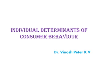 Individual Determinants of
Consumer Behaviour
Dr. Vinosh Peter K V
 