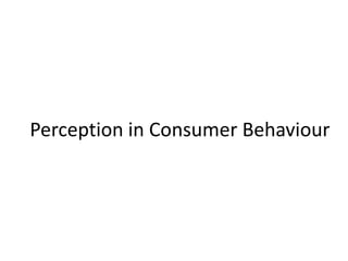 Perception in Consumer Behaviour
 