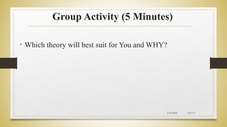 Group Activity (5 Minutes)
• Which theory will best suit for You and WHY?
2/23/2024 CH-I-11
 