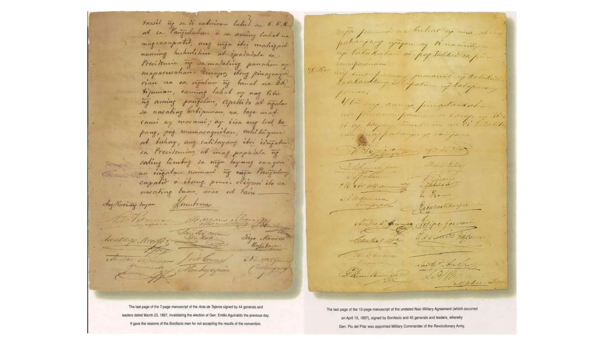 • Aguinaldo became the president of Philippine
Revolutionary Government in March 22, 1897
through Tejeros Convention
• Bonifacio did not accept the results of the
election, then, he wrote the “Acta de Tejeros”
(March 23, 1897) and held the “Naic Military
Agreement” (April 19, 1897)
 
