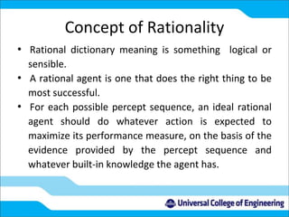 Sensible Rational AI Intelligent Agents: Types and Environment Properties | PPTX