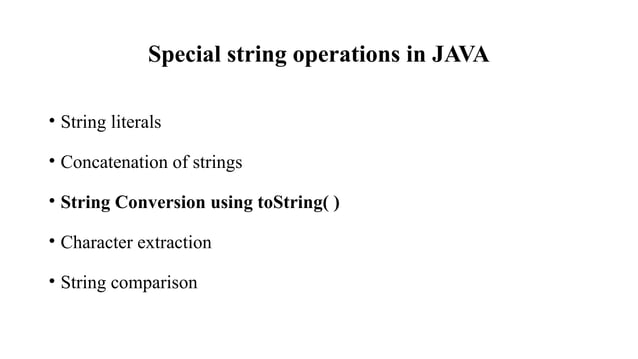 String in java, string constructors and operations | PPT