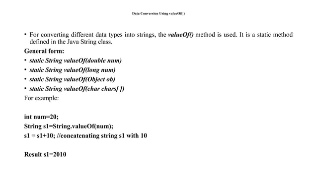 String in java, string constructors and operations | PPT