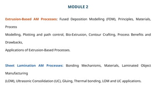 Module 2: Additive Manufacturing: Extrusion-Based AM Processes & Sheet ...