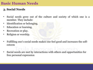 Understanding One's Needs Module 2.1 Basic Human Needs- concept of Health | PPTX