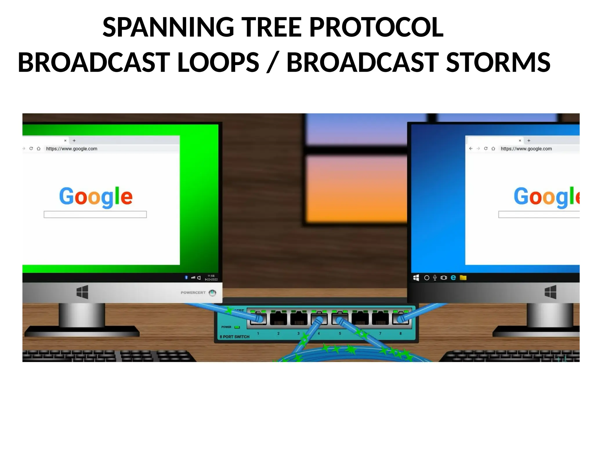 SPANNING TREE PROTOCOL
BROADCAST LOOPS / BROADCAST STORMS
 