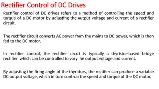 DC Drvives and Motor Control USing Controlled Recftifiers | PPTX