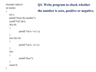 Positive Or Else Module 2 ppt- C langauge principal of programming chapter consist of ...
