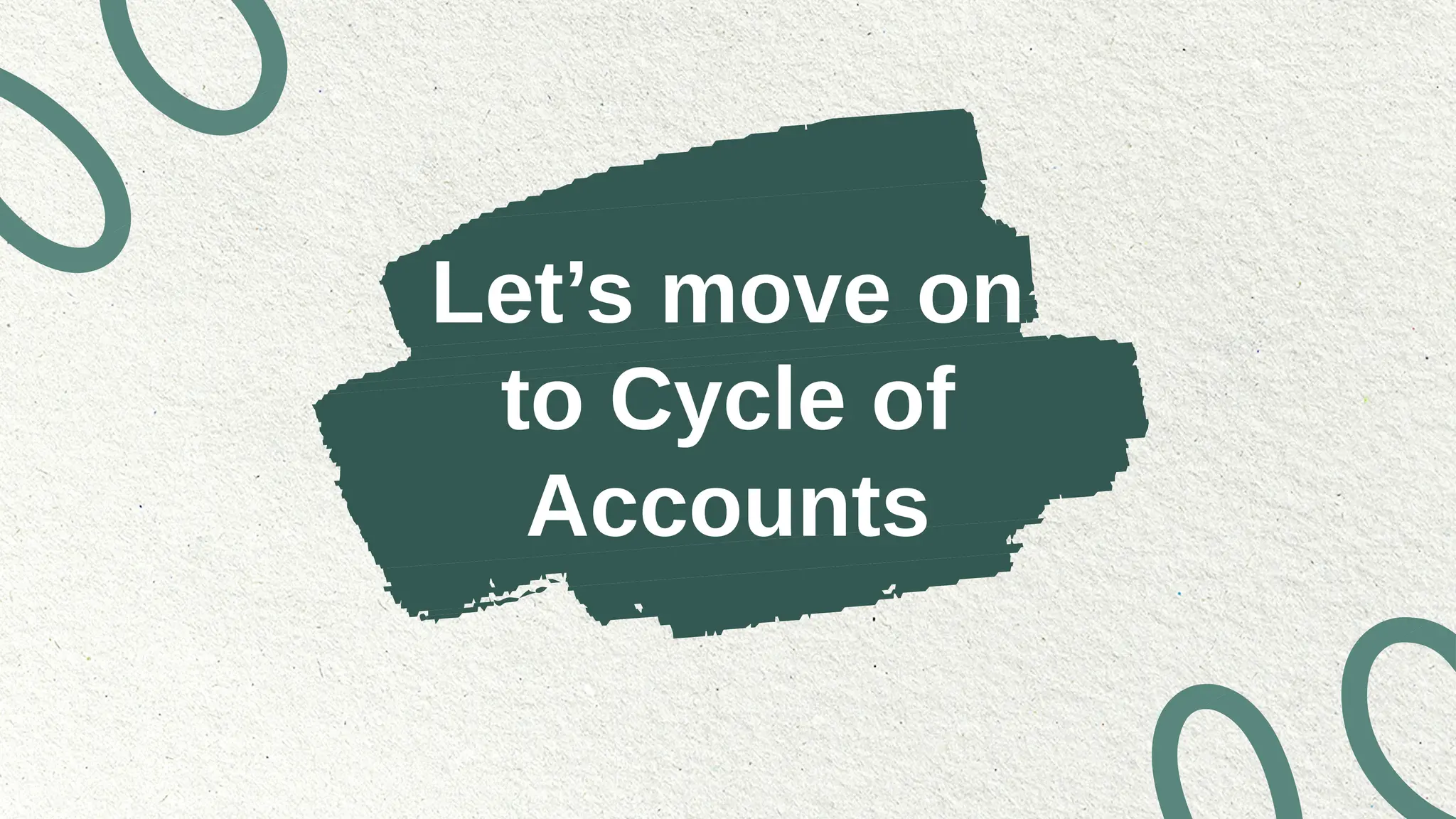 Let’s move on
to Cycle of
Accounts
 