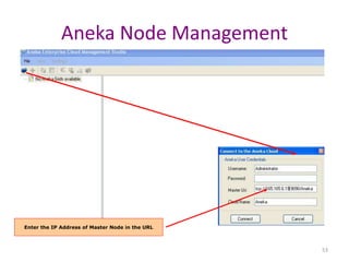 53
Aneka Node Management
Enter the IP Address of Master Node in the URL
 