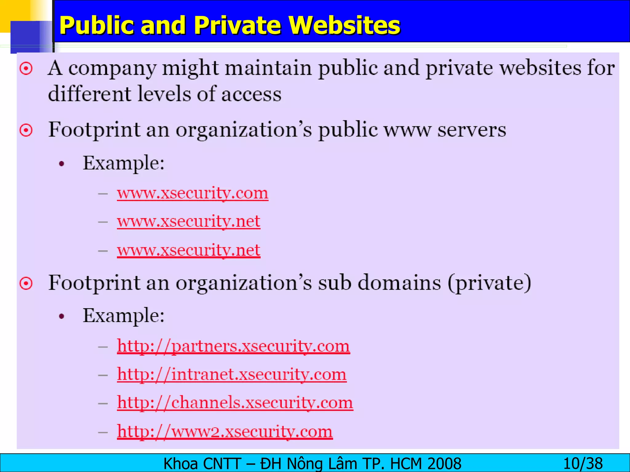 Public and Private Websites 