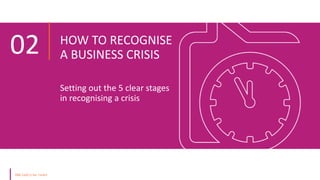 HOW TO RECOGNISE
A BUSINESS CRISIS
Setting out the 5 clear stages
in recognising a crisis
02
 