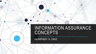 INFORMATION ASSURANCE
CONCEPTS
HUMPHREY A. DIAZ
 