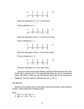 Module 2 polynomial functions | PDF
